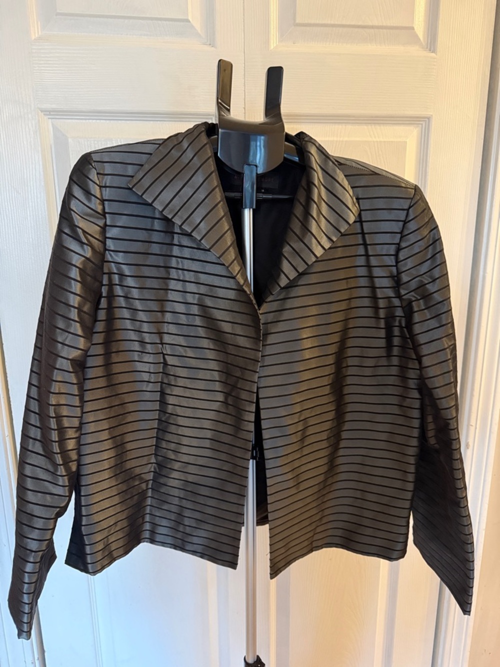 Striped Metallic Black Womens Blazer Jacket